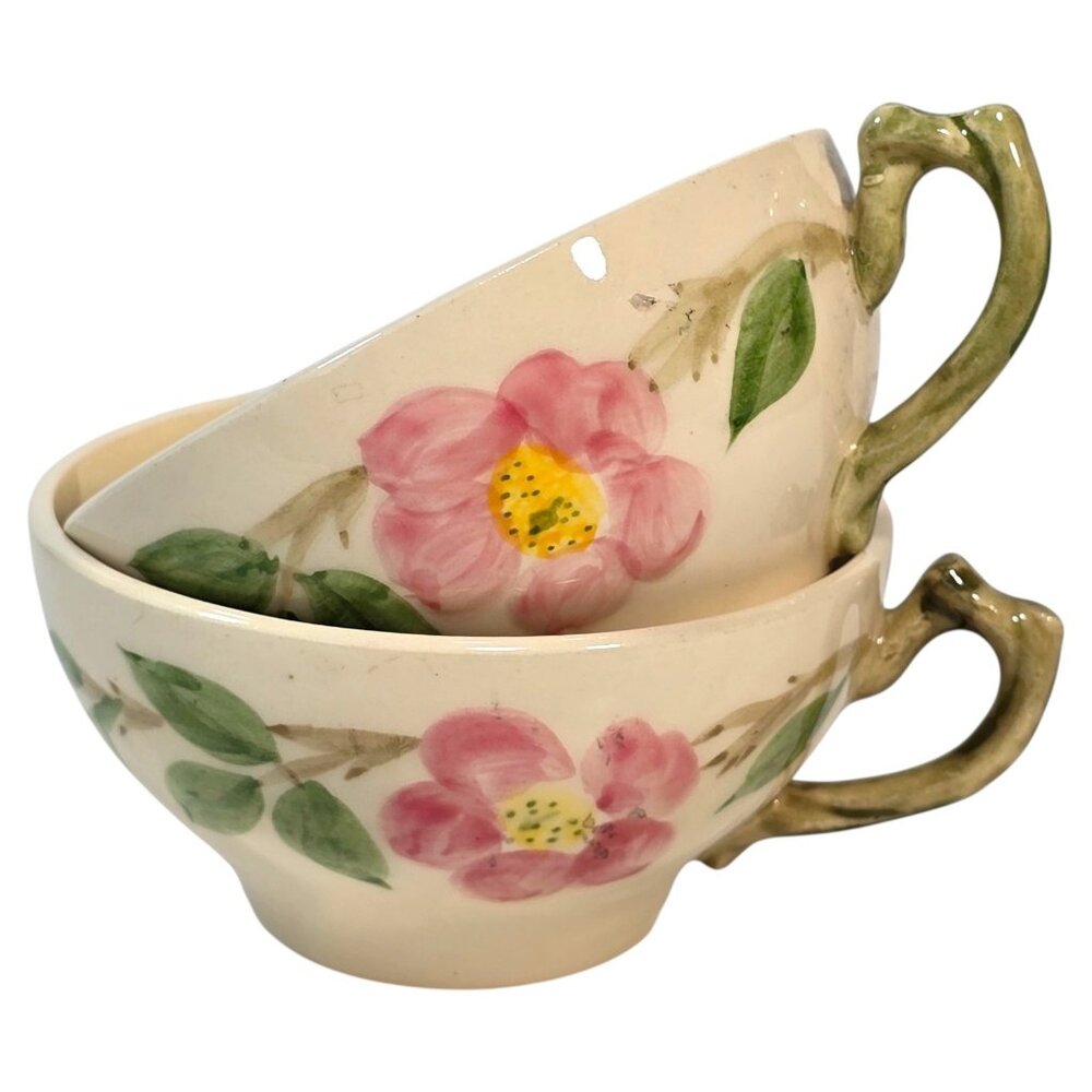 Vintage Franciscan Desert Rose Cups USA Pink Flower Hand Painted Lot Cottagecore